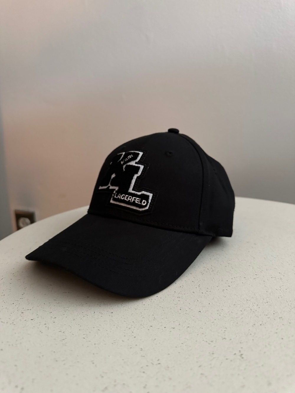 Karl Lagerfeld black baseball cap with white embroidered logo